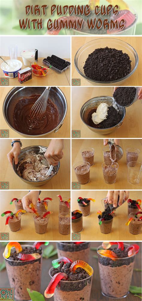 Dirt Pudding Cups With Gummy Worms Recipe Oh Nuts Blog