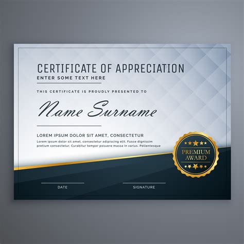 Premium Modern Certificate Of Appreciation Template Design Download