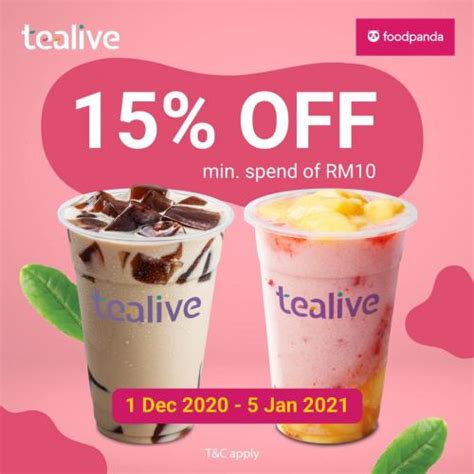 Browse the ample choices of the best & famous restaurants in your area on the greeting page and order your favorite from your ideal one with. Tealive December Promotion 15% OFF on FoodPanda (1 ...