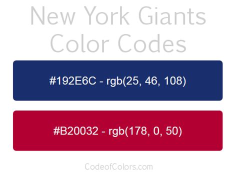 New York Giants Colors Hex And Rgb Color Codes