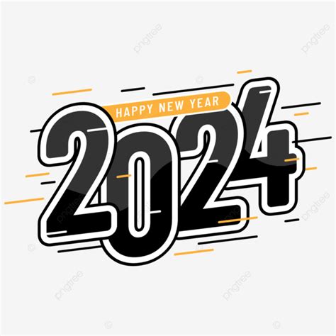 Gambar Hitam Dan Kuning 2024 Selamat Tahun Baru Png Efek Teks Ai Untuk
