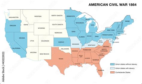 American Civil War Map Stock Vector Adobe Stock