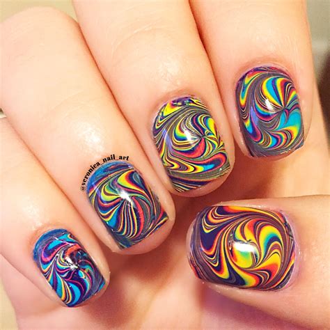 rainbow swirl watermarble nail art nails nail art nail colors