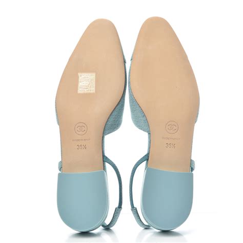 Chanel Denim Cap Toe Cc Slingback Flats 365 Blue 758740 Fashionphile