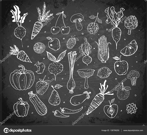 Doodle Fruits And Vegetables Stock Vector Image By ©elinacious 138799250