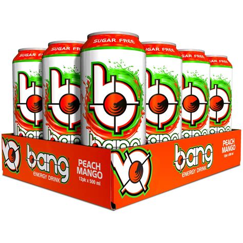 12 X Bang Energy Drink 500 Ml Peach Mango PWO Kungen
