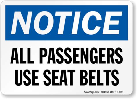 notice all passengers use seat belts sign sku s 8391