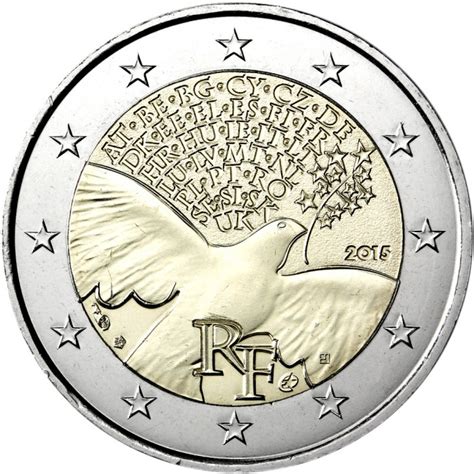 Simbolo di solidarietà verso i mutilati e reduci di guerra sin dalla fine della prima guerra mondiale (1914/1918). France 2 euro 2015 - 70 years of Peace in Europe eur28277