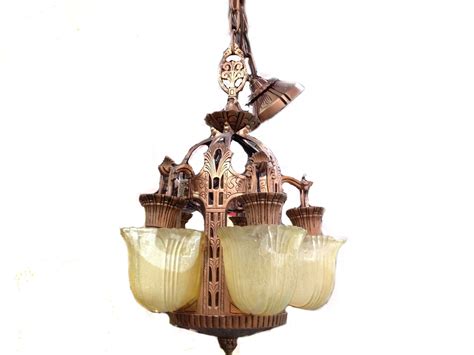 By modern forms 8 287 96. Art Deco 5 Slip Shade Chandelier 1920s Ceiling Lighting