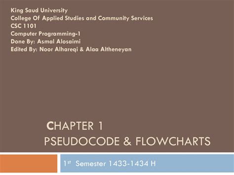 Chapter 1 Pseudocode And Flowcharts Ppt Download