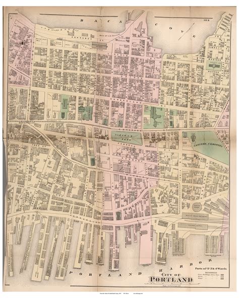 City Of Portland Parts Of 2nd 3rd And 4th Wards Maine 1871 Old