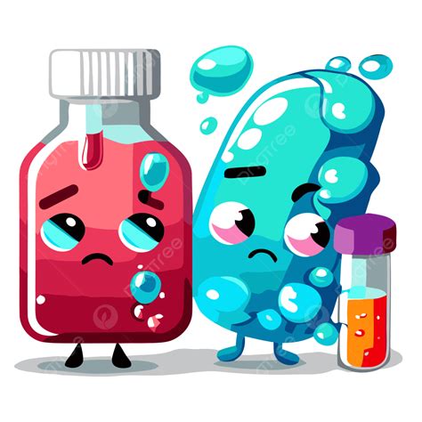 Antibiotik Clipart Pasien Obat Animasi Lucu Dan Tabung Reaksi Dalam