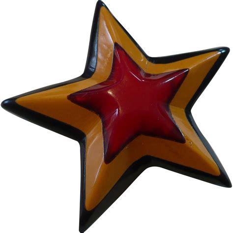 3 Color Cast Bakelite Star Pin From Looluus On Ruby Lane