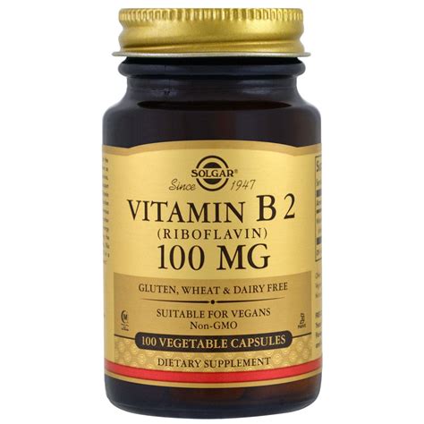 Buy Solgar Vitamin B2 100mg 100 Vegetable Capsules Online Megavitamins Online Supplements
