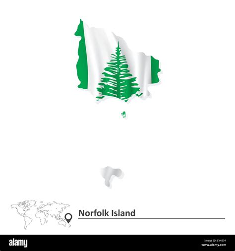 Mapa De La Isla De Norfolk Con Bandera Ilustración Vectorial Imagen