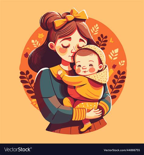 Happy Mothers Day Mom Hug Lovely Baby Floral Vector Image