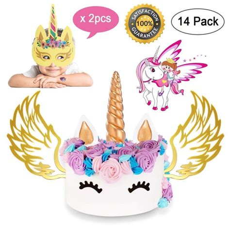 Unicorn eyelash decor, happy eyelashes, confetti or large party decor made in heavy paper, in cardstock, ready made eyelashes for crafts tailoredelegance. Unicorn Cake Topper - Gold Unicorn Horn Ear Eyelash Wing ...