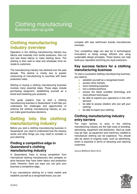 Clothing Manufacturing Business Plan How To Create A Clothing