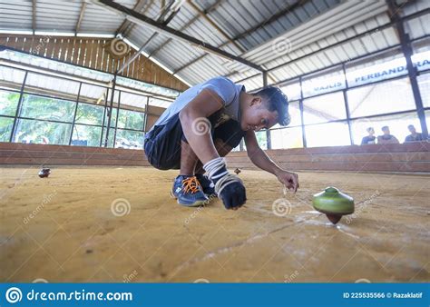 Traditional Game Called Gasing Or Tops Spinning Editorial Photo Image