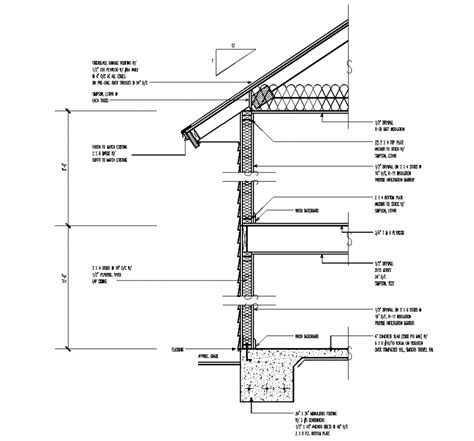 Wall And Column Foundation Elevation Detail With Construction Design