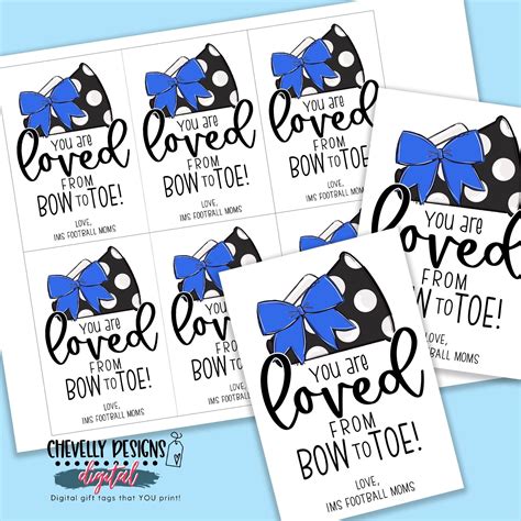 Editable Gift Tags For Cheerleaders Royal Blue And Black Cheer Bow