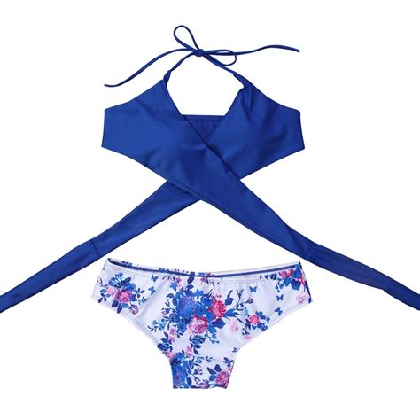 2018 Women Floral Bikini Set 2pcs Hot Lady Push Up Bra Bandage Swimsuit Low Waist Triangle