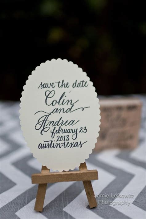 Custom Modern Calligraphy Save The Date Rubber Stamp Calligraphy Save