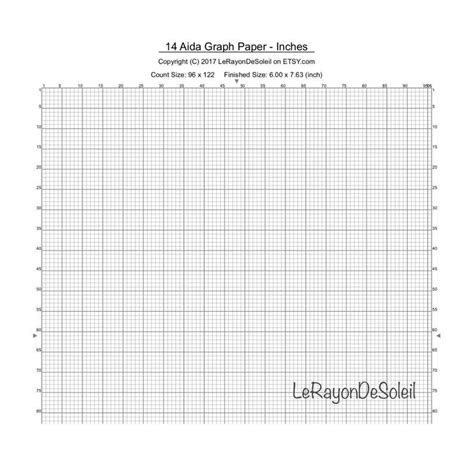 Aida 14 Cross Stitch Graph Paper Grid Template Etsy In 2020 Graph