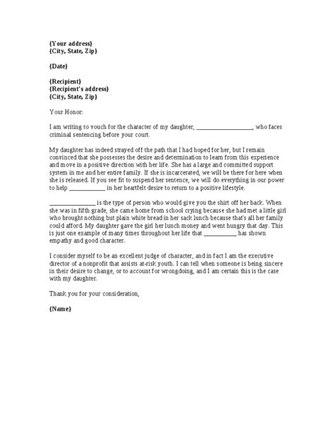 This letter is called the official character reference letter for court. character reference letter family court | Sample character ...