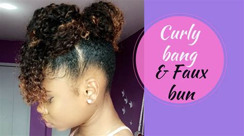 Thinking about a new hair color or haircut? Curly Bangs and Faux Bun on Natural Hair !! || Protective ...