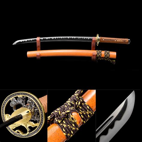 Handmade High Manganese Steel Black Blade Real Japanese Wakizashi Sword