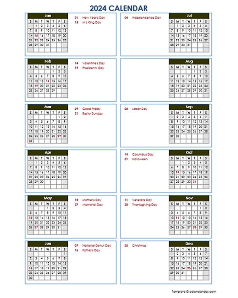 Year Calendar 2024 Template For Word Dacey Dorette