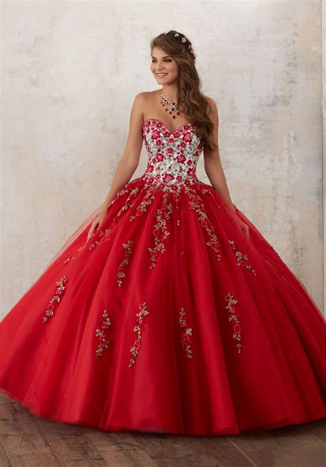 Red quinceanera dresses with flowers. Quinceanera Dresses | Mori lee quinceanera dresses, Red ...