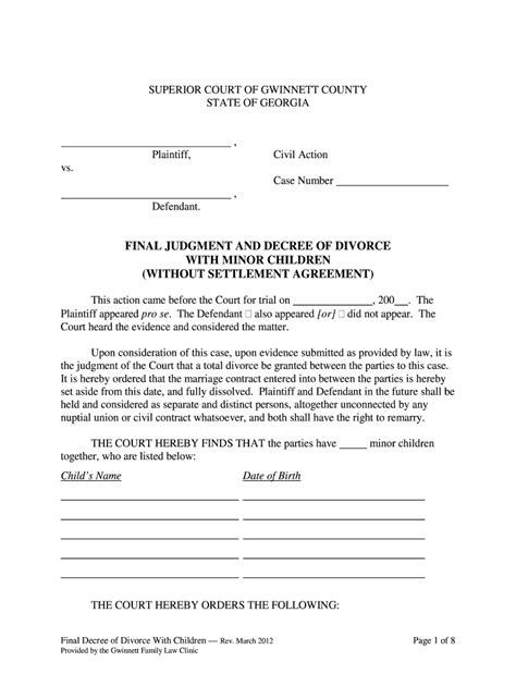 Final Divorce Decree Georgia Fill And Sign Printable Template Online
