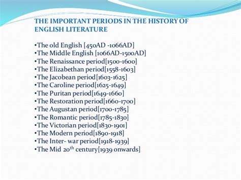 Ages Of English Literature