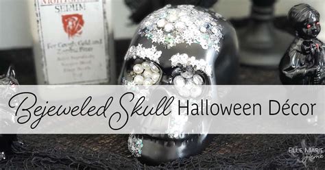 Bejeweled Skull Halloween Decor