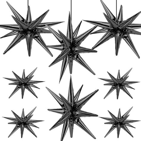 cadeya 8 pcs star balloons huge black explosion star aluminum foil balloons for