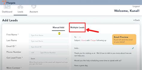 How To Upload Multiple Leads 7targets Ai Sales Assistant