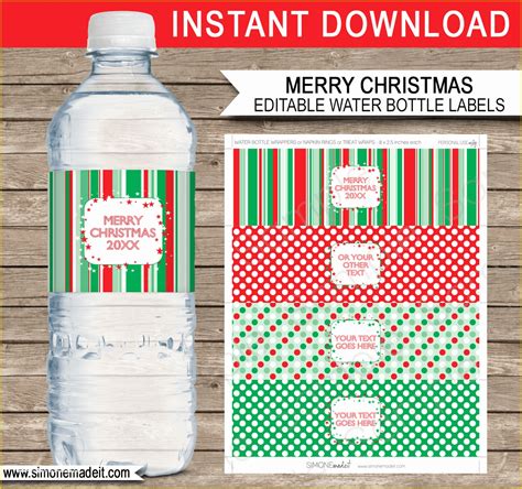 Water Bottle Template Free Of Printable Christmas Water Bottle Labels