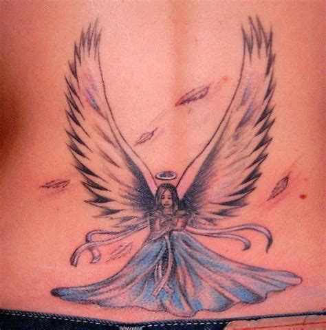 Angel Feathers Tattoos Angel With Scattered Feathers Tattoo Angel