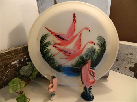 Set Of 2 Vintage Mid Century Florida Flamingo Figurines And Etsy
