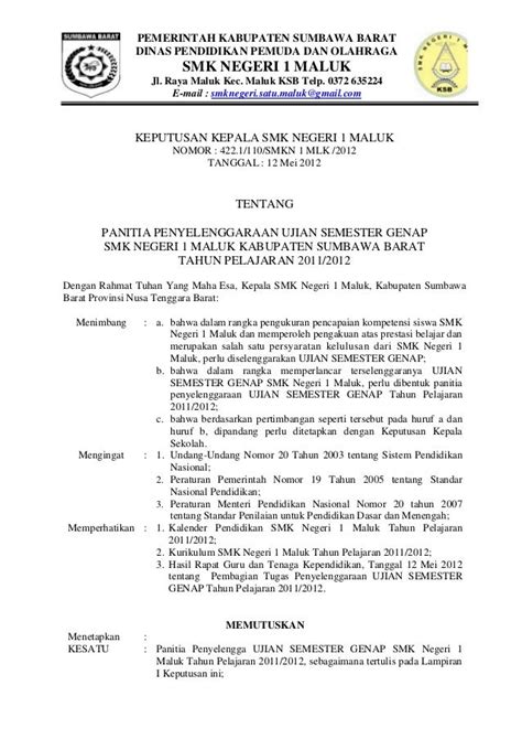 Contoh Sk Panitia Ujian Sekolah Sd 2021