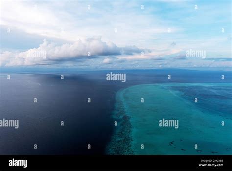 Drone Point Of View Of An Ocean With Turquoise Water Sabah Borneo