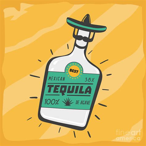 Vintage Poster With A Tequila Bottle Digital Art By Ne2pi Fine Art