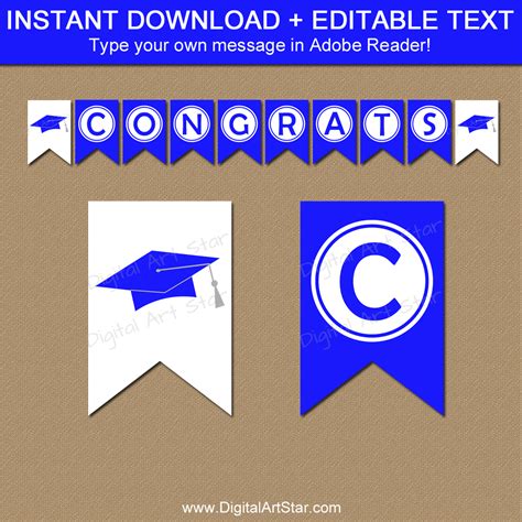 Royal Blue Graduation Banner Template Digital Art Star