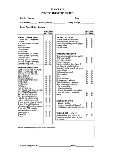 Pre Trip Inspection Checklist Pdf Fill Out And Sign Online Dochub