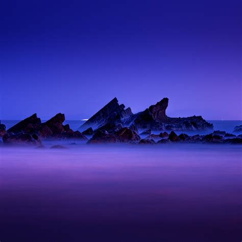 Rocky Coast Wallpaper 4k Seascape Purple Sky Landscape Dusk Nature