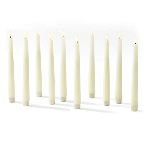 Infinity Wick Ivory 9 Taper Candles Set Of 10 Decor Flameless