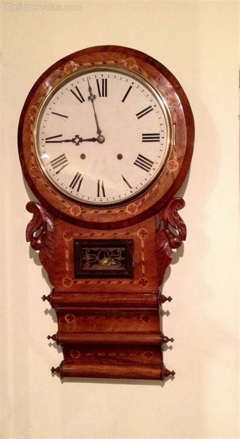 Antiques Atlas Fine Antique Inlaid Walnut Drop Dial Wall Clock