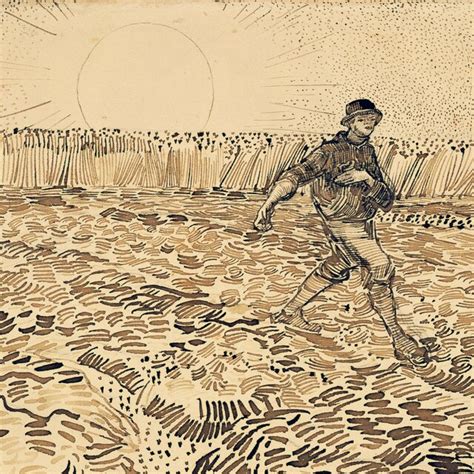 Sower With Setting Sun By Vincent Van Gogh Drawing Reed Pen Arles